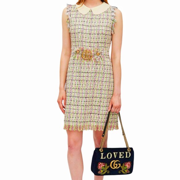 GUCCI LOGO  Embellished tweed dress Size 38 IT, XS/S US NEW - Picture 7 of 10